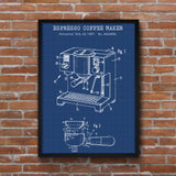 Espresso Machine Blueprint Poster