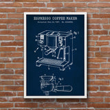 Espresso Machine Navy Blue Poster