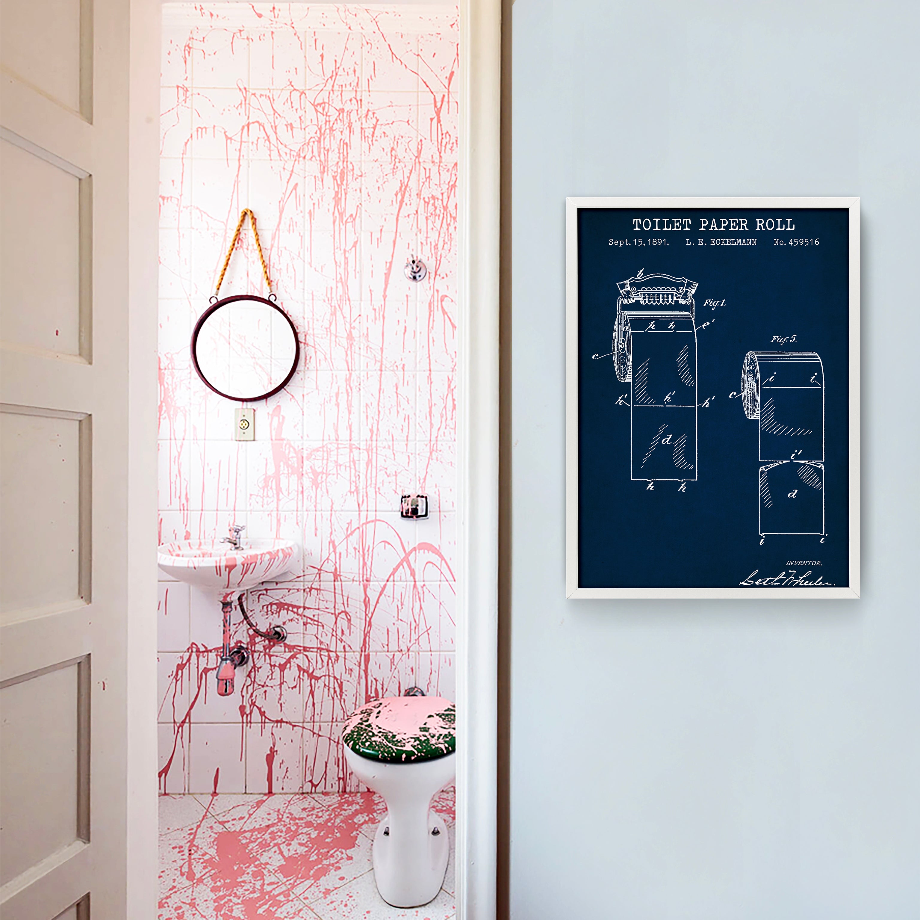 Toilet Paper Navy Blue Poster thelucidlab