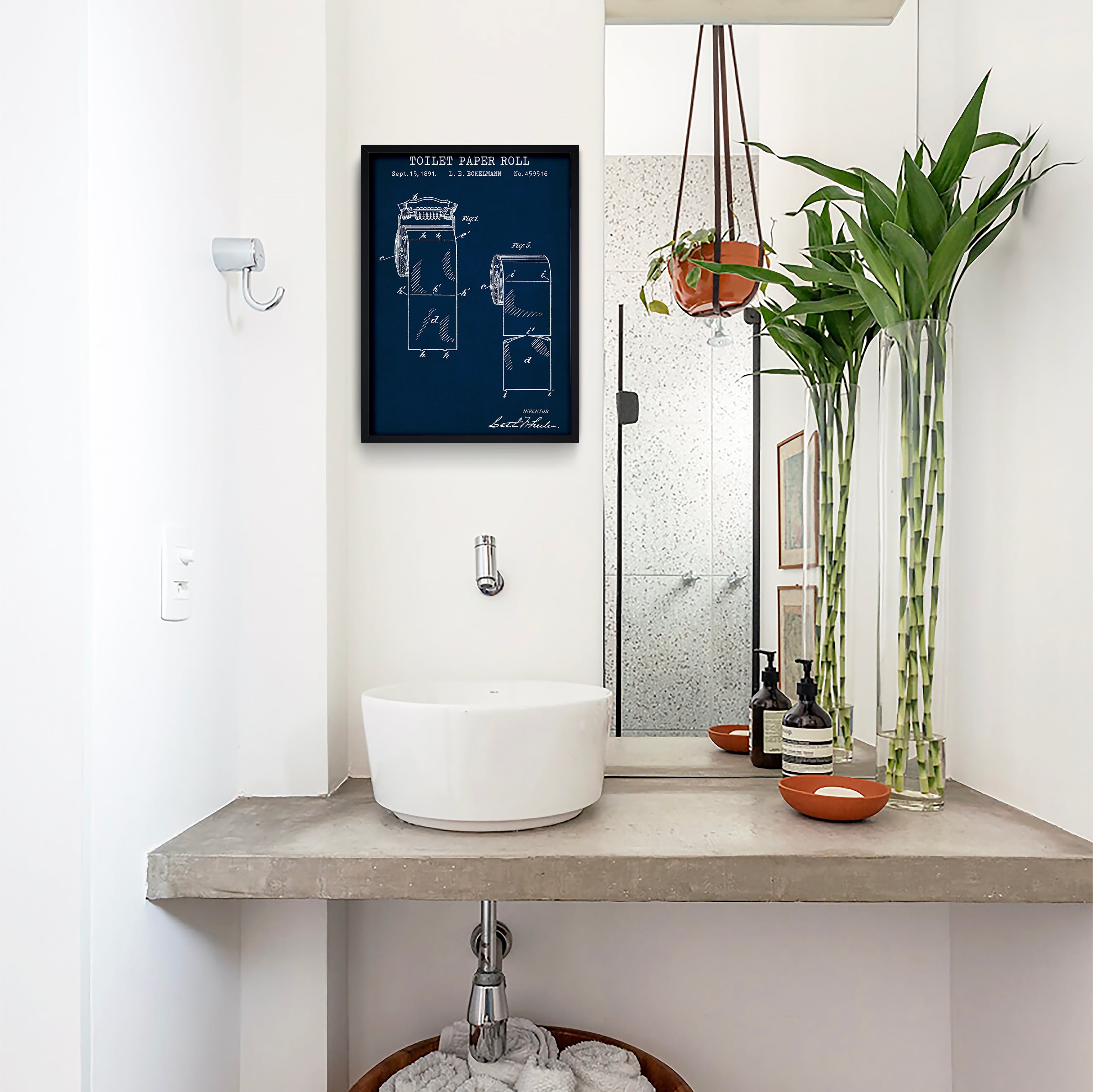 Toilet Paper Navy Blue Poster thelucidlab