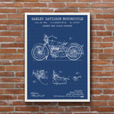 Harley Davidson Model 28B Motorcycle Blueprint Poster