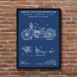 Harley Davidson Model 28B Motosiklet Blueprint Poster