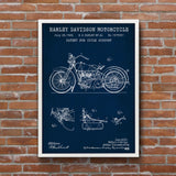 Harley Davidson Model 28B Motorsiklet Navy Blue Poster