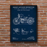 Harley Davidson Model 28B Motorsiklet Navy Blue Poster