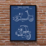 Vespa Motorsiklet Blueprint Poster