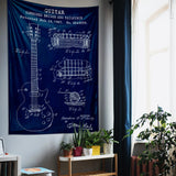 Gibson Les Paul Gitar Navy Blue Duvar Örtüsü