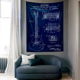 Gibson Les Paul Gitar Navy Blue Duvar Örtüsü