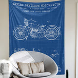 Harley Davidson Model 28B Blueprint - Motosiklet Duvar Örtüsü