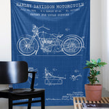 Harley Davidson Model 28B Blueprint - Motosiklet Duvar Örtüsü
