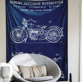 Harley Davidson Model 28B Navy Blue - Motorsiklet Duvar Örtüsü