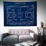Basketball Court Navy Blue - Basketball Court Wall Covering