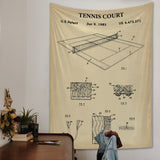 Tennis Court Vintage - Tenis Kortu Duvar Örtüsü