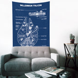 Millennium Falcon Blueprint Wall Cover