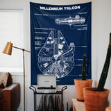 Millennium Falcon Navy Blue Duvar Örtüsü