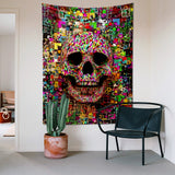 Polychrome Skull - Çok Renkli Kuru Kafa Duvar Örtüsü